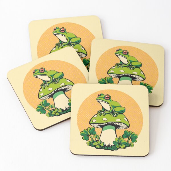 Item preview, Cute Frog sitting on a Green Toadstool designed and sold by Retro-Bloom.