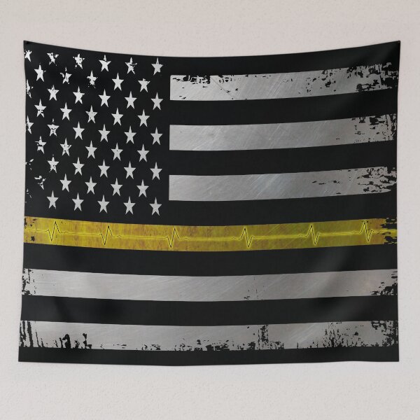 Item preview, Thin Yellow Line Grunge EKG American Flag designed and sold by artistwill.