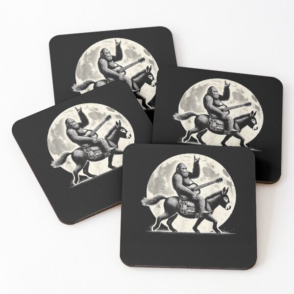 Item preview, Bigfoot Riding Donkey Playing Guitar Sasquatch designed and sold by Cheesymatiion.