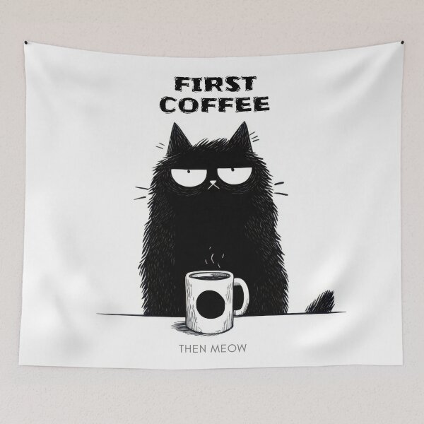 Item preview, Cat enjoys coffee before meowing designed and sold by anytka.