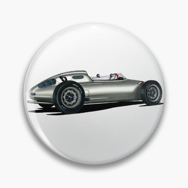Artikelvorschau, Exklusive Zeichnung des legendären silbernen Grand-Prix-Rennwagens 718 RSK Monoposto mit luftgekühltem Boxermotor entworfen und verkauft von Cars23.