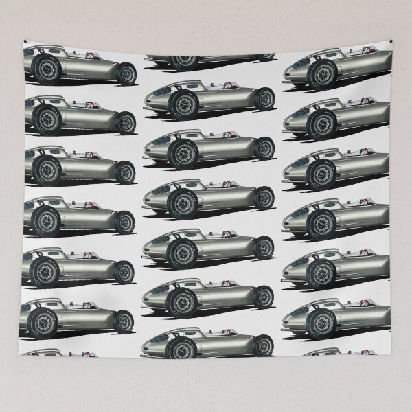 Item preview, Exclusive drawing legendary silver grand prix racing car 718 RSK monoposto with flat air cooled engine designed and sold by Cars23.