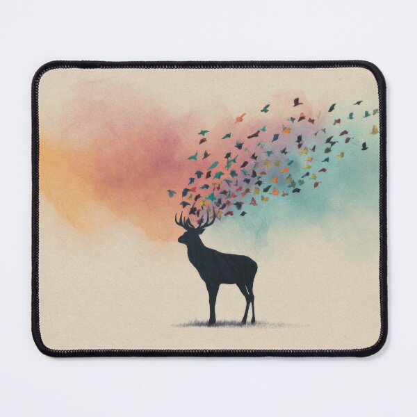 Item preview, Stag with colorful clouds and birds designed and sold by anytka.