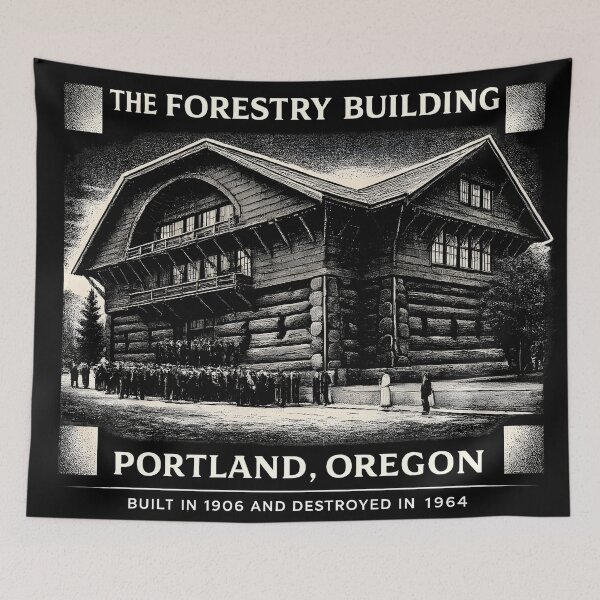 Item preview, Forestry Building Portland Oregon - Destroyed By Fire 1964 | Duotone Risograph Print designed and sold by WAUZ.