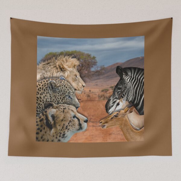 Item preview, Savanna Standoff – African Predators and Prey Wildlife Art designed and sold by GeoWild Designs.