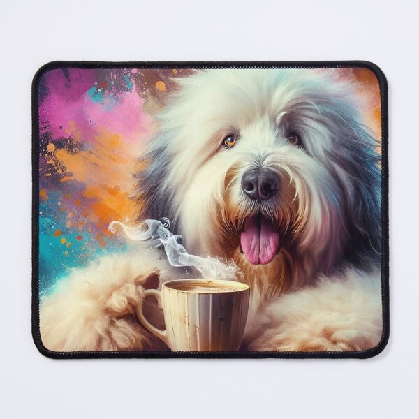 Item preview, Old English Sheepdog Drinking Coffee designed and sold by The Coffee Critters.