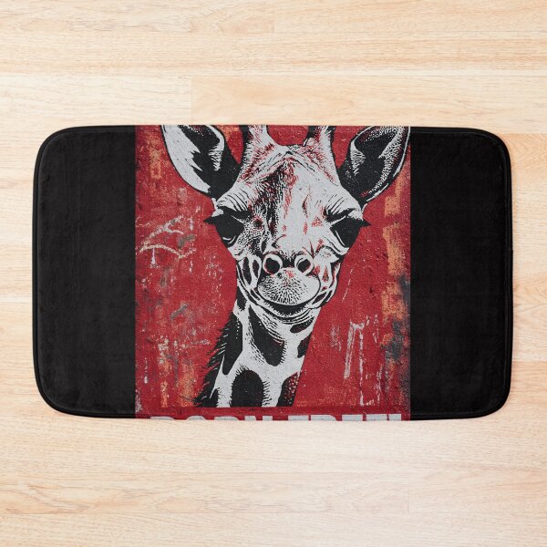 Item preview, Champion Wildlife Freedom with a Stylized Giraffe Face on a Bold Red Born Free Background designed and sold by OlfactoART Studio.
