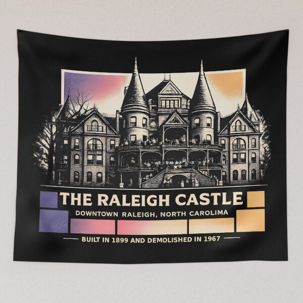 Item preview, Raleigh Castle North Carolina - Demolished 1967 | Risograph Duotone Art designed and sold by WAUZ.