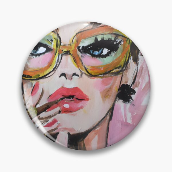 Item preview, Celebrate Bold Style with a Fashionable Woman in Oversized Orange Sunglasses and Cigar Flair designed and sold by OlfactoART Studio.