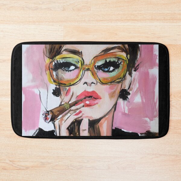 Item preview, Celebrate Bold Style with a Fashionable Woman in Oversized Orange Sunglasses and Cigar Flair designed and sold by OlfactoART Studio.