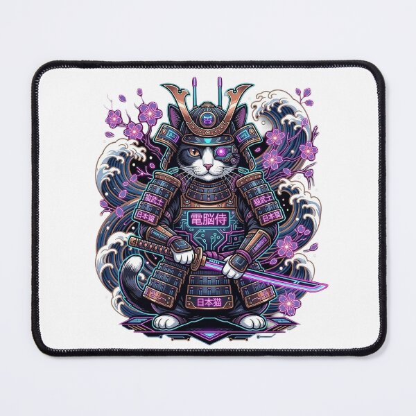 Item preview, Samurai Soul: Cyber Ronin Japanese Cat designed and sold by ModernLoom.