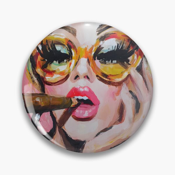 Item preview, Step into Vibrant Glamour with a Stylish Woman in Oversized Sunglasses Posing with a Cigar designed and sold by OlfactoART Studio.
