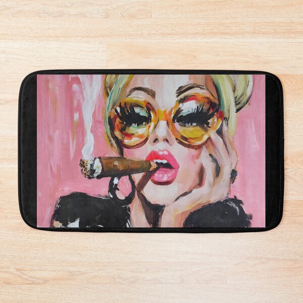 Item preview, Step into Vibrant Glamour with a Stylish Woman in Oversized Sunglasses Posing with a Cigar designed and sold by OlfactoART Studio.