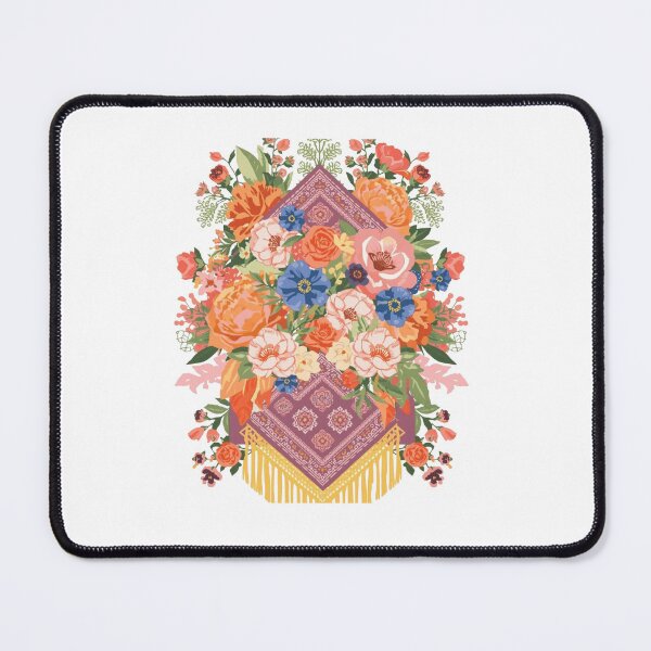 Item preview, Bloom Boho Floral Bandana Fringe Vintage Wildflower Art Print designed and sold by Unsololugar.