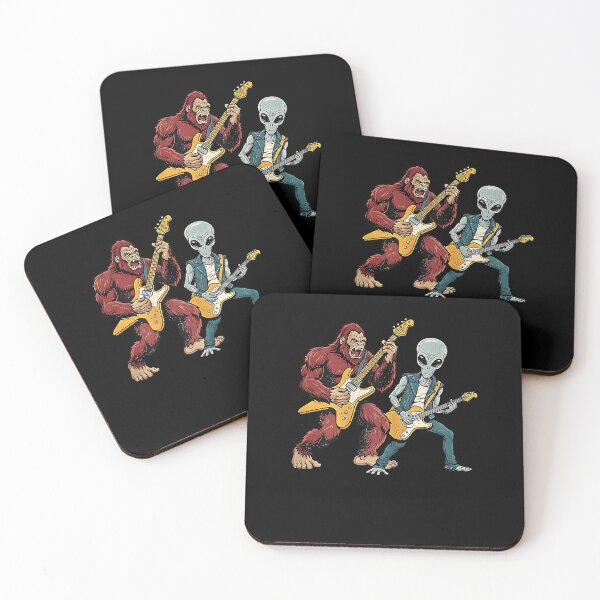Item preview, Funny Bigfoot and Alien Playing Guitar Rock Music Musicians designed and sold by Goleon12.