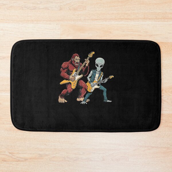 Item preview, Funny Bigfoot and Alien Playing Guitar Rock Music Musicians designed and sold by Goleon12.