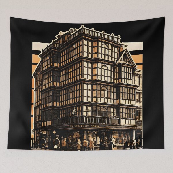 Item preview, Old Dutch House Bristol England - Destroyed 1940 | Duotone Risograph Print designed and sold by WAUZ.