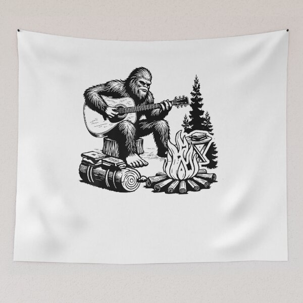 Item preview, Bigfoot Camping Smore Rock Bigfoot Playing Guitar Campfire designed and sold by Goleon12.