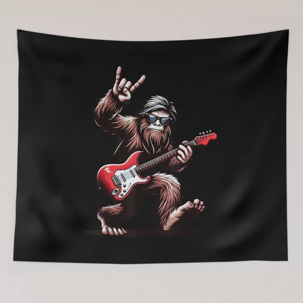Item preview, Bigfoot Sasquatch Rock Playing Guitar Music designed and sold by Goleon12.