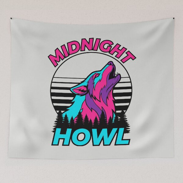 Item preview, Midnight Howl - Retro 80s Synthwave Wolf designed and sold by DigitalGlade.