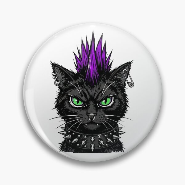 Item preview, Deathhawk: Purple Mohawk Punk Cat designed and sold by ModernLoom.