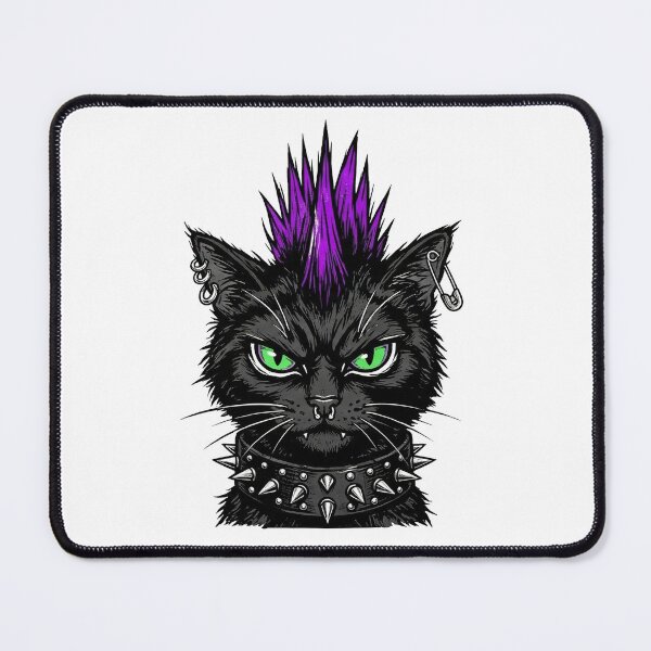 Item preview, Deathhawk: Purple Mohawk Punk Cat designed and sold by ModernLoom.