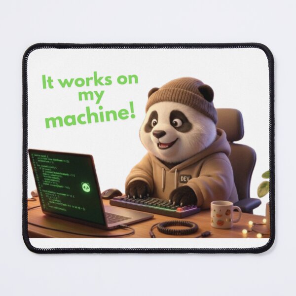 Item preview, It Works On My Machine Funny Panda Programmer Coding Meme designed and sold by Noctavia07.