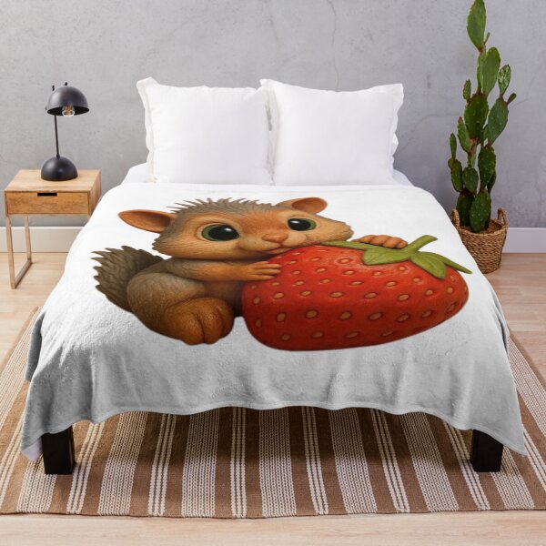 Item preview, Cute Little Squirrel with a Big Red Strawberry designed and sold by CHRIST5000.