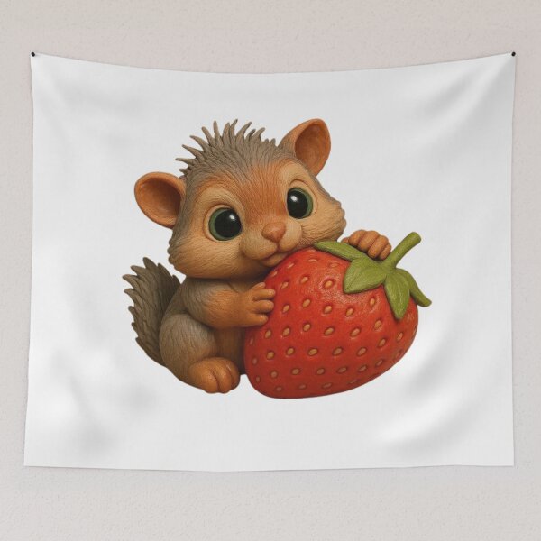 Item preview, Cute Little Squirrel with a Big Red Strawberry designed and sold by CHRIST5000.