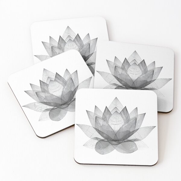 Item preview, Geometric Lotus Fine Line Art | Minimalist Black and White designed and sold by TypoArtPrints.