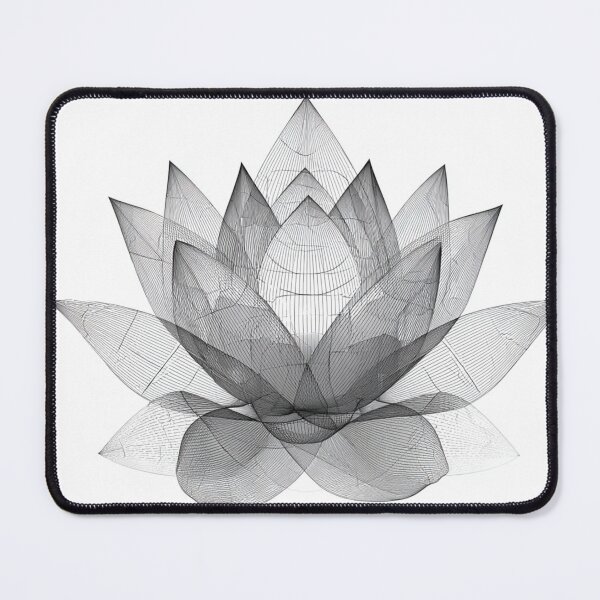 Item preview, Geometric Lotus Fine Line Art | Minimalist Black and White designed and sold by TypoArtPrints.