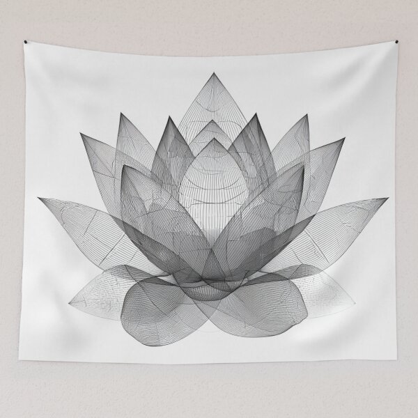 Item preview, Geometric Lotus Fine Line Art | Minimalist Black and White designed and sold by TypoArtPrints.