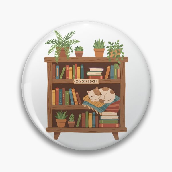 Item preview, Cozy Cat Botanical Bookshelf Hand Drawn Cartoon Reader designed and sold by chattsuede.