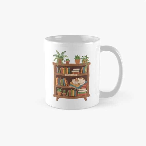 Item preview, Cozy Cat Botanical Bookshelf Hand Drawn Cartoon Reader designed and sold by chattsuede.