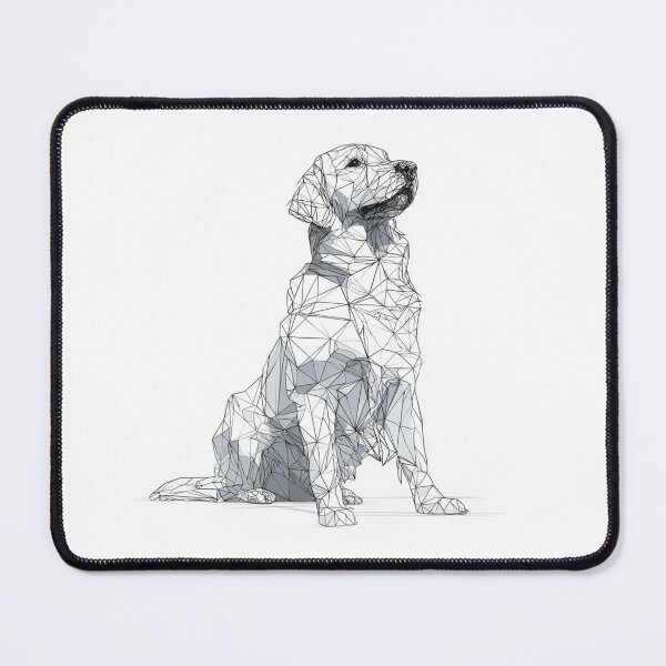 Item preview, Geometric Golden Retriever Fine Line Art | black and white dog designed and sold by TypoArtPrints.