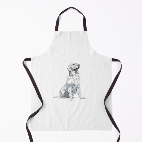 Item preview, Geometric Golden Retriever Fine Line Art | black and white dog designed and sold by TypoArtPrints.