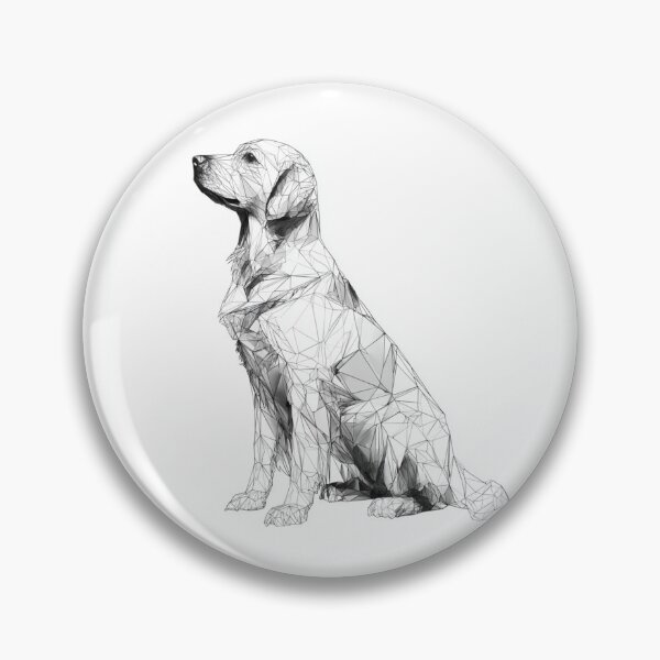 Item preview, Geometric Golden Retriever Fine Line Art | black and white dog designed and sold by TypoArtPrints.