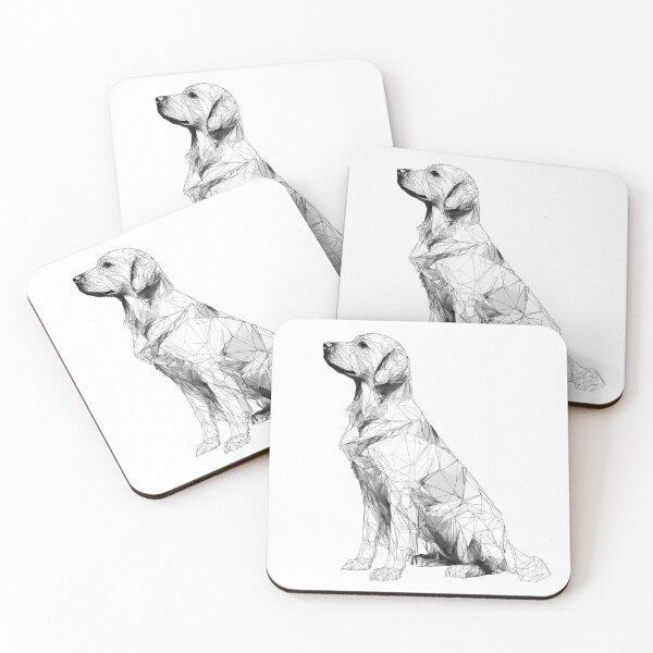 Item preview, Geometric Golden Retriever Fine Line Art | black and white dog designed and sold by TypoArtPrints.