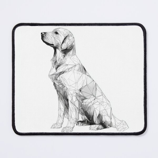 Item preview, Geometric Golden Retriever Fine Line Art | black and white dog designed and sold by TypoArtPrints.