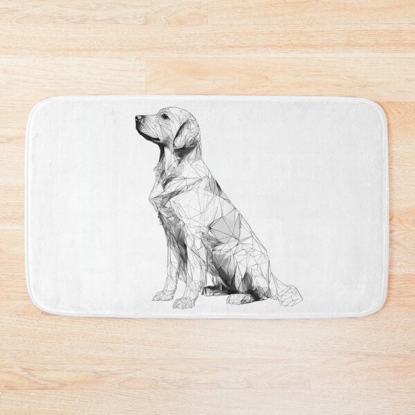 Item preview, Geometric Golden Retriever Fine Line Art | black and white dog designed and sold by TypoArtPrints.