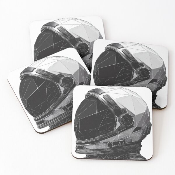 Item preview, Low Poly Astronaut Helmet | Geometric Sci-Fi Black and White designed and sold by TypoArtPrints.