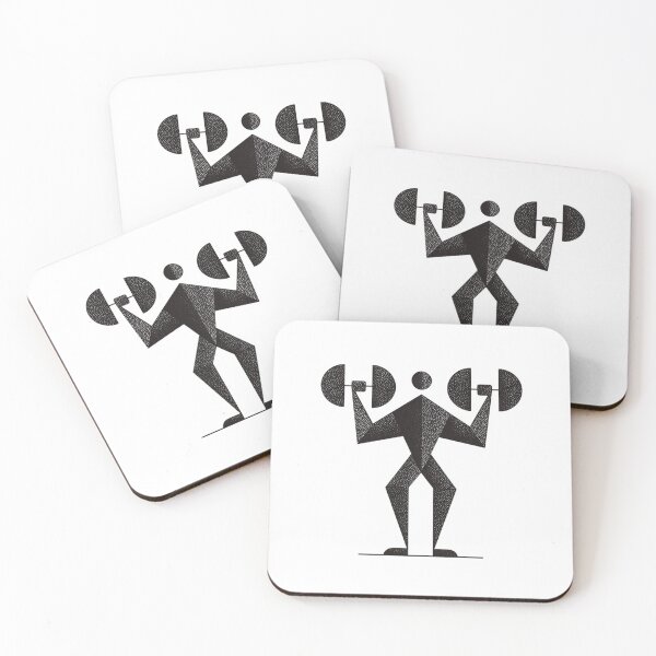 Item preview, Dotwork Weightlifter Bold | Geometric Fitness Black and White Art designed and sold by TypoArtPrints.
