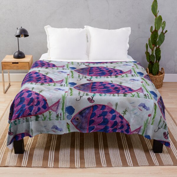 Item preview, Vibrant Pink and Blue Tropical Fish Painting designed and sold by Cvetok.