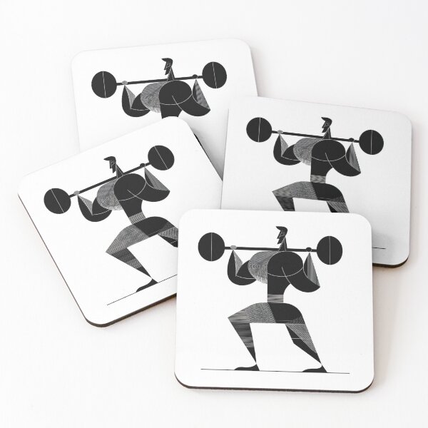 Item preview, Bold Geometric Powerlifter Squat | Black and White Gym Art designed and sold by TypoArtPrints.