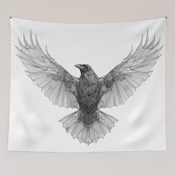 Item preview, Geometric Raven Transparent Wings | Minimalist Dark Bird Art designed and sold by TypoArtPrints.