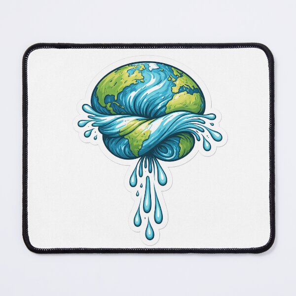 Item preview, A bold Twisted Earth sticker showing the planet wrung out like a soaked towel, with oceans spilling out in dramatic waves and droplets. designed and sold by PIXEL POP DESIGNS - Beyond the Norm!.