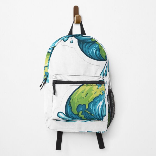 Item preview, A bold Twisted Earth sticker showing the planet wrung out like a soaked towel, with oceans spilling out in dramatic waves and droplets. designed and sold by PIXEL POP DESIGNS - Beyond the Norm!.
