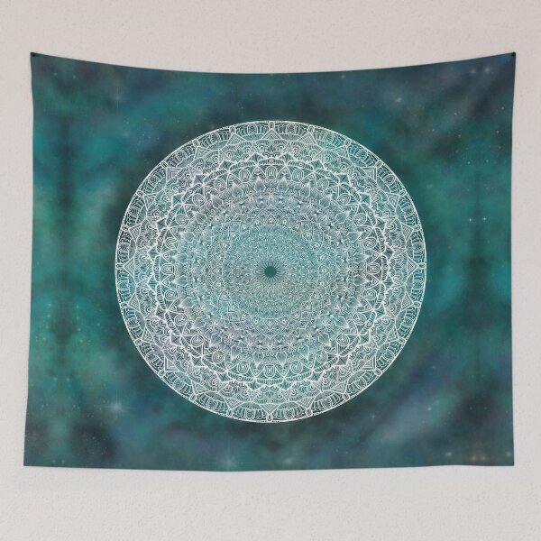 Item preview, Teal & White Galaxy Mandala designed and sold by sixdazedesign.