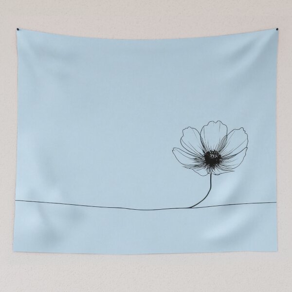 Item preview, Single flower on blue designed and sold by anytka.