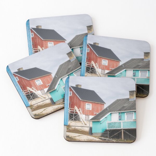 Item preview, Three Colorful Houses Ilulissat Greenland designed and sold by PhotoArt by Joan Carroll.